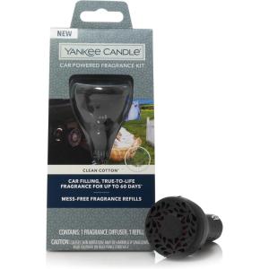 imageYankee Candle Car Air Fresheners Clean Cotton Scented Car Powered 12Volt Frangrance Diffuser 60 Days of FrangranceClean Cotton