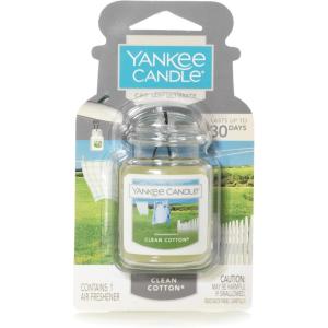 imageYankee Candle Car Air Fresheners Hanging Car Jar Ultimate 3Pack Neutralizes Odors Up To 30 Days Includes 1 Leather 1 Midsummers Night and 1 New ScentClean Cotton