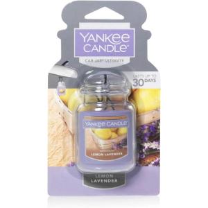 imageYankee Candle Car Air Fresheners Hanging Car Jar Ultimate 3Pack Neutralizes Odors Up To 30 Days Includes 1 Leather 1 Midsummers Night and 1 New ScentLemon Lavender