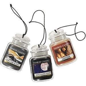 imageYankee Candle Car Air Fresheners Hanging Car Jar Ultimate 3Pack Neutralizes Odors Up To 30 Days Includes 1 Leather 1 Midsummers Night and 1 New ScentLeather  MidSummers Night  New Car