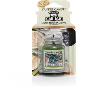 imageYankee Candle Car Air Fresheners Hanging Car Jar Ultimate 3Pack Neutralizes Odors Up To 30 Days Includes 1 Leather 1 Midsummers Night and 1 New ScentSage  Citrus