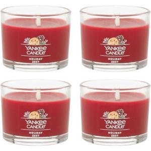 imageYankee Candle Signature Votive Mini Candle Jar Coconut Beach Scent Natural Soy Wax Blend Candle with Natural Fiber Wick 13 OZ Glass Jar Pack of 4Holiday Zest