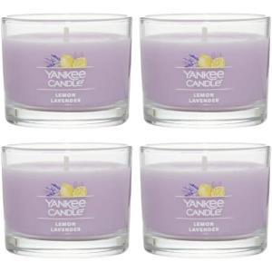 imageYankee Candle Signature Votive Mini Candle Jar Coconut Beach Scent Natural Soy Wax Blend Candle with Natural Fiber Wick 13 OZ Glass Jar Pack of 4Lemon Lavender