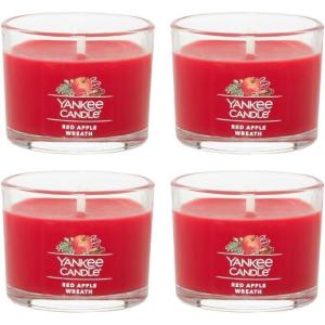 imageYankee Candle Signature Votive Mini Candle Jar Coconut Beach Scent Natural Soy Wax Blend Candle with Natural Fiber Wick 13 OZ Glass Jar Pack of 4Red Apple Wreath