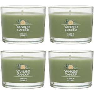 imageYankee Candle Signature Votive Mini Candle Jar Coconut Beach Scent Natural Soy Wax Blend Candle with Natural Fiber Wick 13 OZ Glass Jar Pack of 4Sage  Citrus
