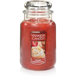 imageYankee Candle Kitchen Spice Scented Classic 22oz Large Jar Single Wick Over 110 Hours of Burn Time Ideal for Home Celebrations GiftingSugared Cinnamon Apple