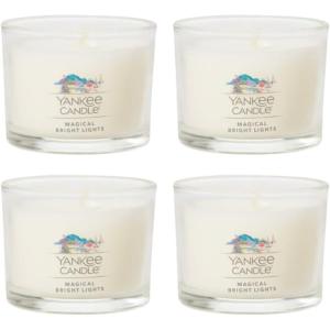 imageYankee Candle Signature Votive Mini Candle Jar Autumn Daydream Scent Natural Soy Wax Blend Candle with Natural Fiber Wick 13 OZ Glass Jar Pack of 4Magical Bright Lights
