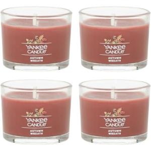 imageYankee Candle Signature Votive Mini Candle Jar Autumn Wreath Scent Natural Soy Wax Blend Candle with Natural Fiber Wick 13 OZ Glass Jar Pack of 4Autumn Wreath