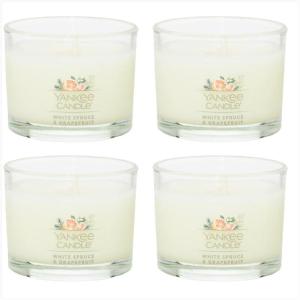 imageYankee Candle Signature Votive Mini Candle Jar Balsam ampamp Cedar Scent Natural Soy Wax Blend Candle with Natural Fiber Wick 13 OZ Glass Jar Pack of 6White Spruce  Grapefruit