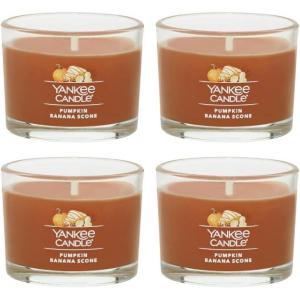 imageYankee Candle Signature Votive Mini Candle Jar Pumpkin Banana Scone Scent Natural Soy Wax Blend Candle with Natural Fiber Wick 13 OZ Glass Jar Pack of 12Pumpkin Banana Scone