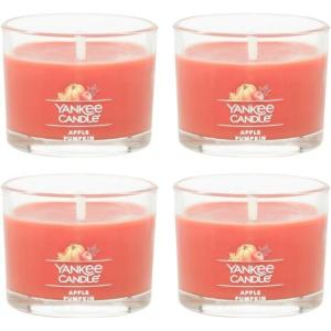 imageYankee Candle Signature Votive Mini Candle Jar Pumpkin Banana Scone Scent Natural Soy Wax Blend Candle with Natural Fiber Wick 13 OZ Glass Jar Pack of 12Apple Pumpkin