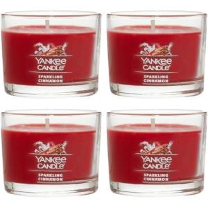 imageYankee Candle Signature Votive Mini Candle Jar Pumpkin Banana Scone Scent Natural Soy Wax Blend Candle with Natural Fiber Wick 13 OZ Glass Jar Pack of 12Sparkling Cinnamon