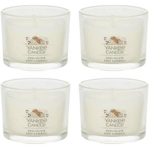 imageYankee Candle Signature Votive Mini Candle Jar Pumpkin Banana Scone Scent Natural Soy Wax Blend Candle with Natural Fiber Wick 13 OZ Glass Jar Pack of 12Chocolate Chip Cannoli