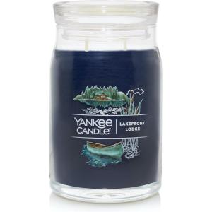 imageYankee Candle Large Tumbler Scented Candle with up to 80 Hour Burn Time Premium Plant Wax Blend for Consistent Burn 20 oz Tumbler Candle with Room Filling Fragrance Beach WalkLakefront Lodge