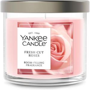 imageYankee Candle Medium Pillar Scented Candle with up to 115 Hour Burn Time Premium Plant Wax Blend for Consistent Burn 1425 oz Pillar Candle with Room Filling Fragrance Midnight JasmineFresh Cut Roses