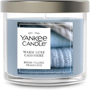 imageYankee Candle Medium Pillar Scented Candle with up to 115 Hour Burn Time Premium Plant Wax Blend for Consistent Burn 1425 oz Pillar Candle with Room Filling Fragrance Midnight JasmineWarm Luxe Cashmere