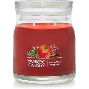 imageYankee Candle Studio Scented Candle with up to 50 Hour Burn Time Premium Plant Wax Blend for Consistent Burn 10 oz Jar Candle with Room Filling Fragrance Red Apple WreathRed Apple Wreath